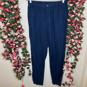 🌹Tommy Bahama Navy Blue Relax Fit 100% Linen Men’s Pants Medium Casual Comfort